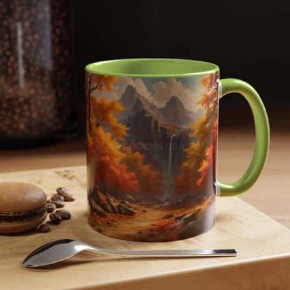Autumn Mountain Coffee Mug — Scenic Fall Landscape Accent Mug (11/15oz) - Mug