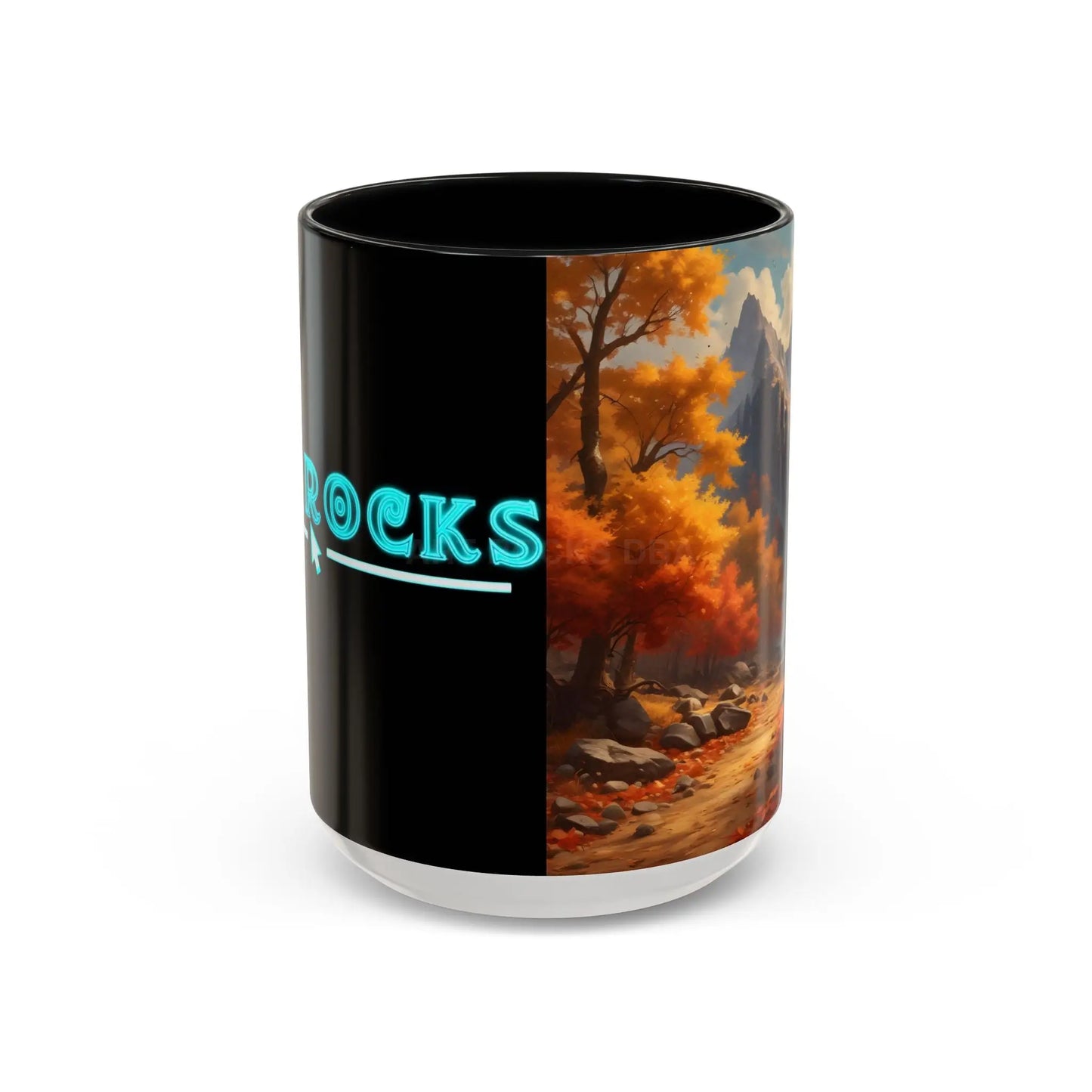 Autumn Mountain Coffee Mug — Scenic Fall Landscape Accent Mug (11/15oz) - 15oz / Black - Mug
