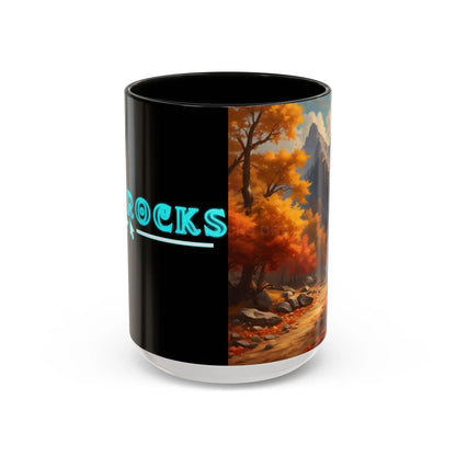 Autumn Mountain Coffee Mug — Scenic Fall Landscape Accent Mug (11/15oz) - 15oz / Black - Mug