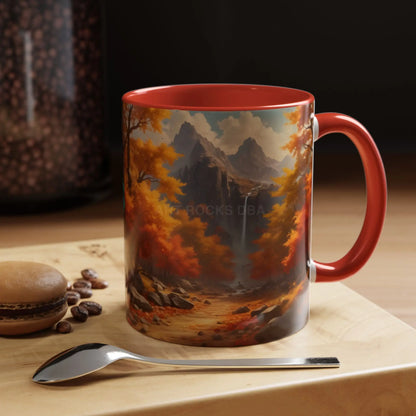 Autumn Mountain Coffee Mug — Scenic Fall Landscape Accent Mug (11/15oz) - Mug
