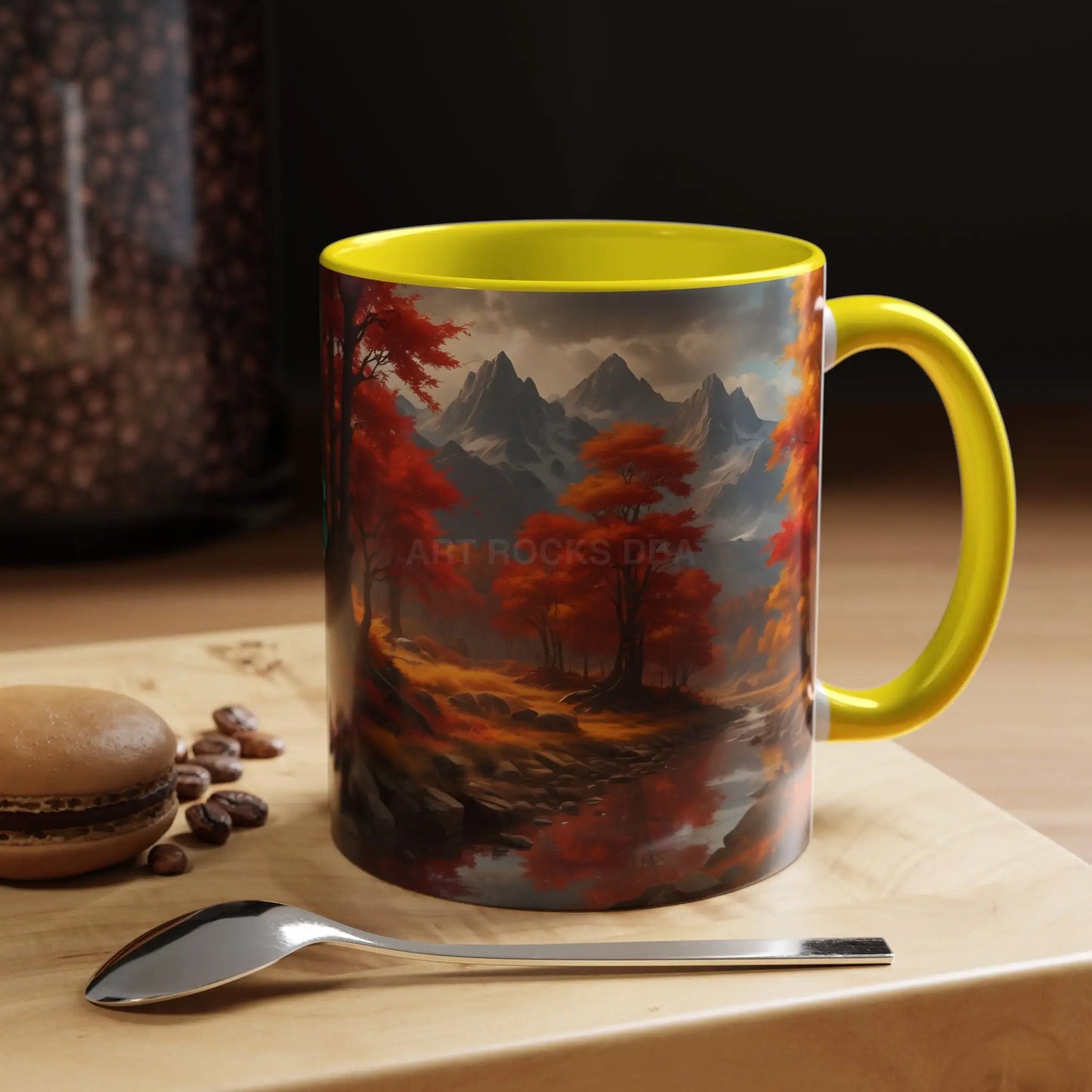 Autumn Mountain Landscape Coffee Mug — Scenic Fall River 11/15oz Accent Mug - Mug