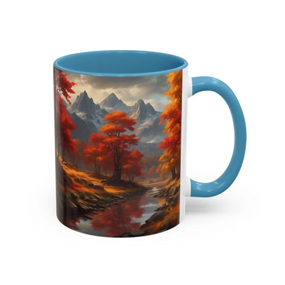 Autumn Mountain Landscape Coffee Mug — Scenic Fall River 11/15oz Accent Mug - Mug