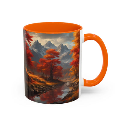 Autumn Mountain Landscape Coffee Mug — Scenic Fall River 11/15oz Accent Mug - Mug