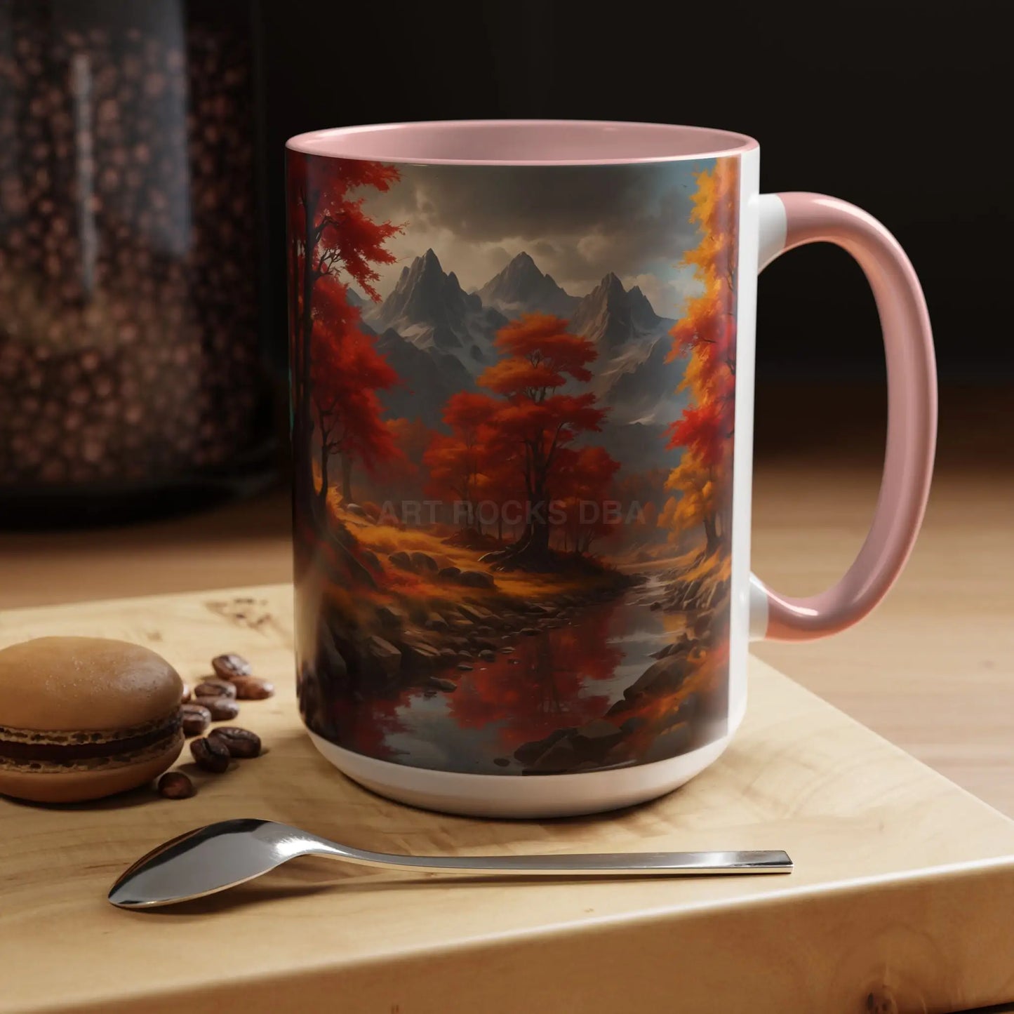 Autumn Mountain Landscape Coffee Mug — Scenic Fall River 11/15oz Accent Mug - Mug