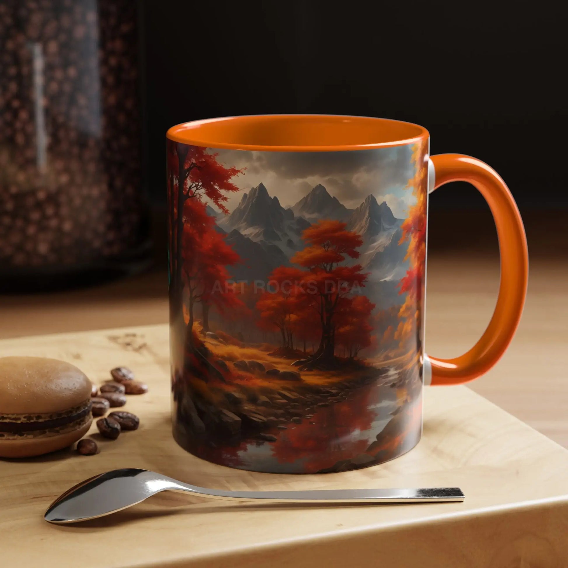 Autumn Mountain Landscape Coffee Mug — Scenic Fall River 11/15oz Accent Mug - Mug