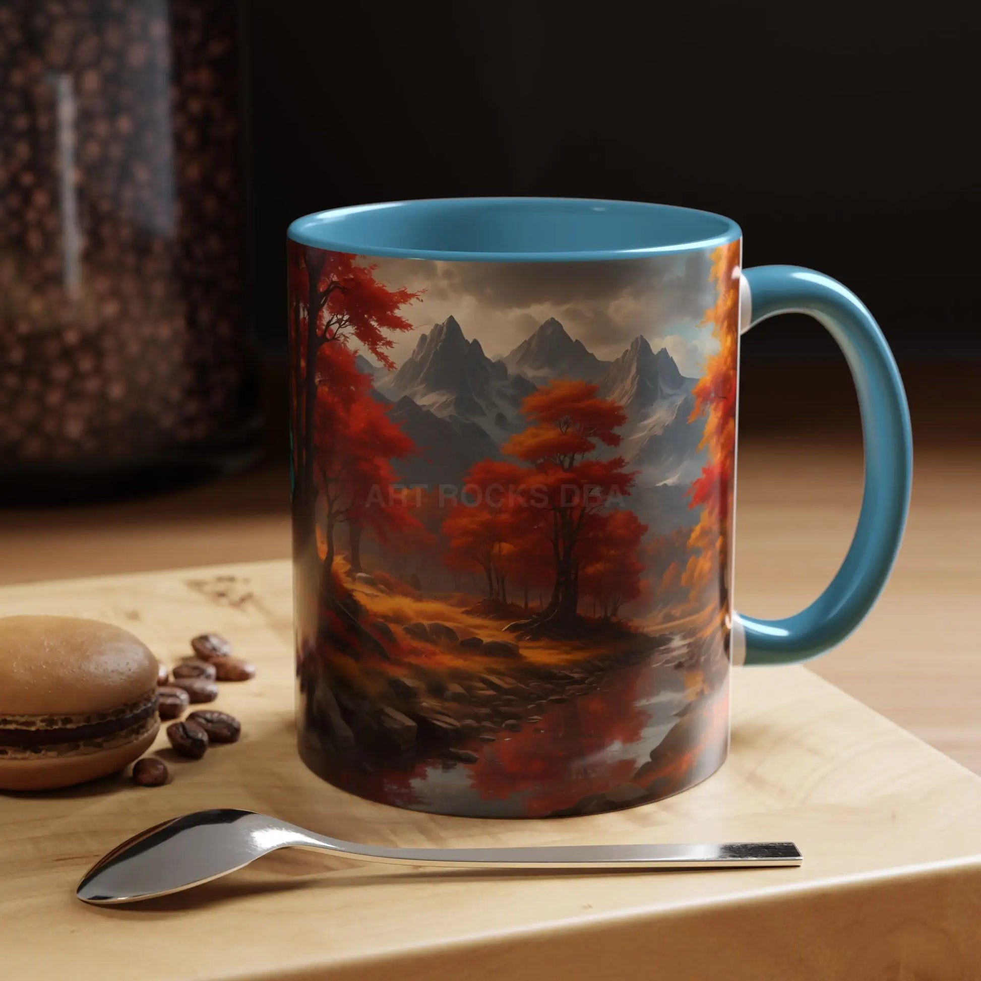Autumn Mountain Landscape Coffee Mug — Scenic Fall River 11/15oz Accent Mug - Mug