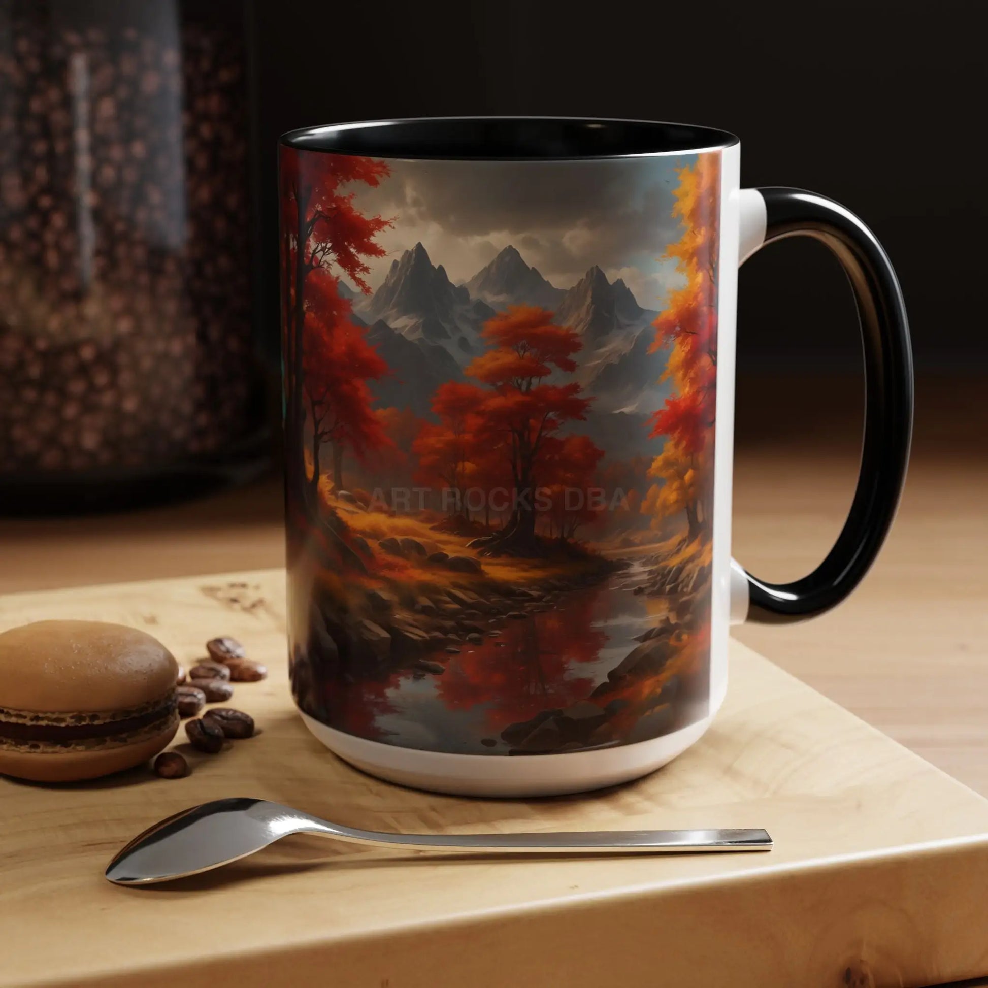 Autumn Mountain Landscape Coffee Mug — Scenic Fall River 11/15oz Accent Mug - Mug