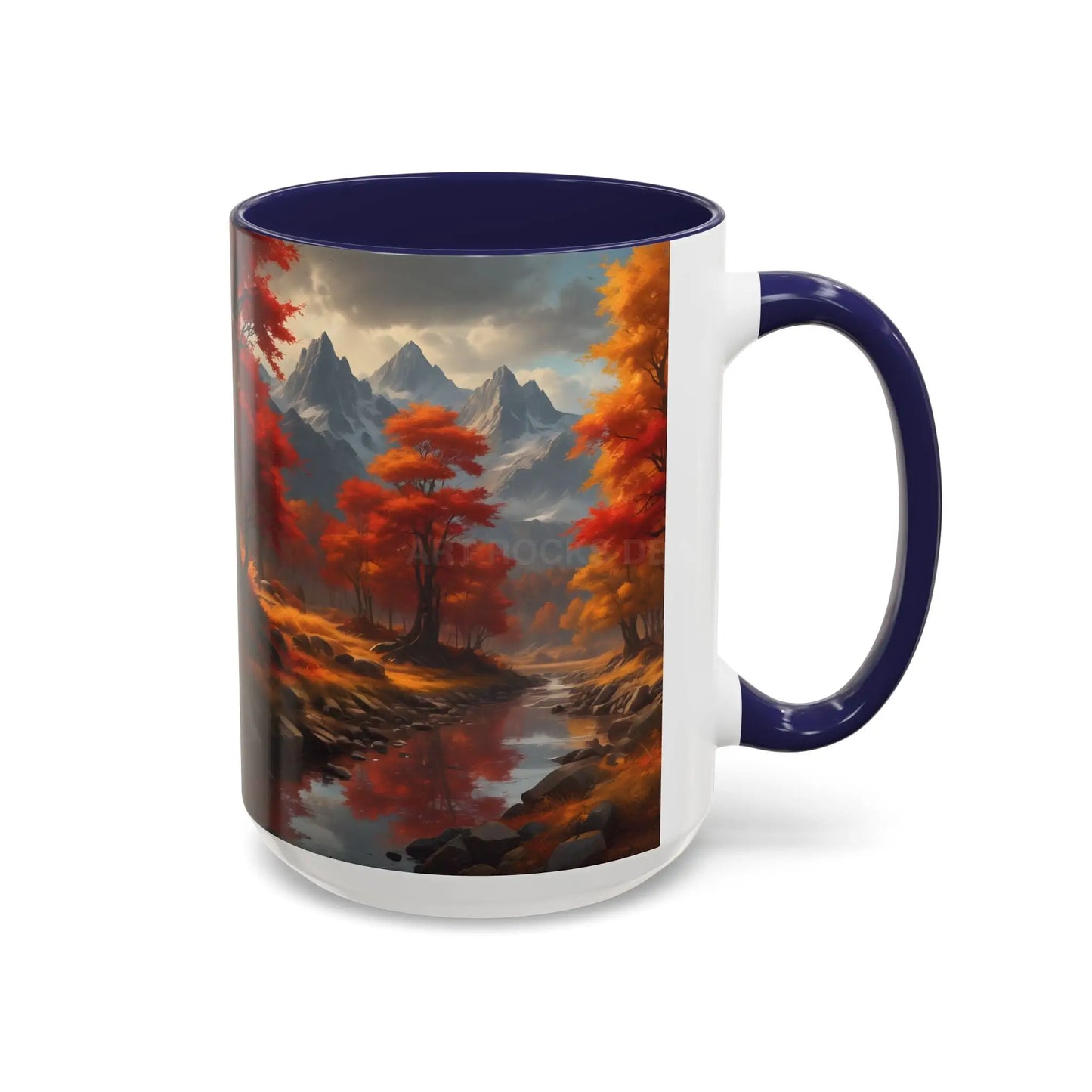 Autumn Mountain Landscape Coffee Mug — Scenic Fall River 11/15oz Accent Mug - Mug