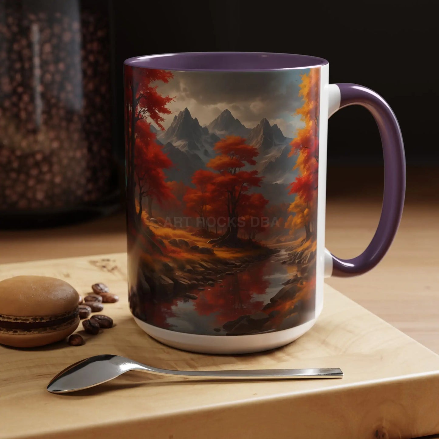 Autumn Mountain Landscape Coffee Mug — Scenic Fall River 11/15oz Accent Mug - Mug
