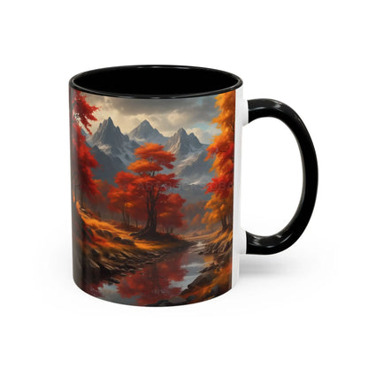 Autumn Mountain Landscape Coffee Mug — Scenic Fall River 11/15oz Accent Mug - Mug