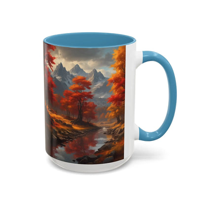 Autumn Mountain Landscape Coffee Mug — Scenic Fall River 11/15oz Accent Mug - Mug