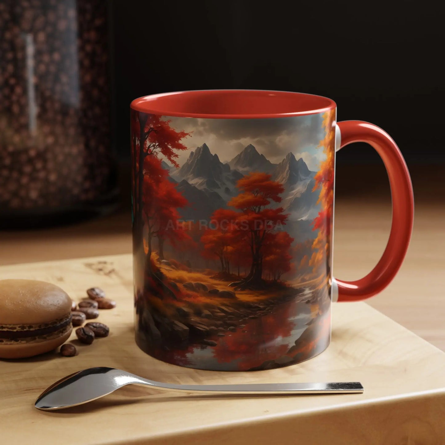 Autumn Mountain Landscape Coffee Mug — Scenic Fall River 11/15oz Accent Mug - Mug