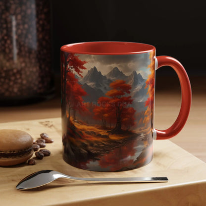 Autumn Mountain Landscape Coffee Mug — Scenic Fall River 11/15oz Accent Mug - Mug