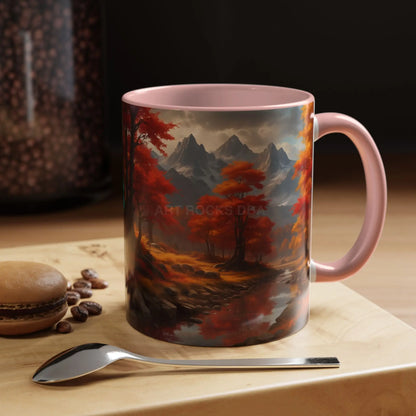 Autumn Mountain Landscape Coffee Mug — Scenic Fall River 11/15oz Accent Mug - Mug