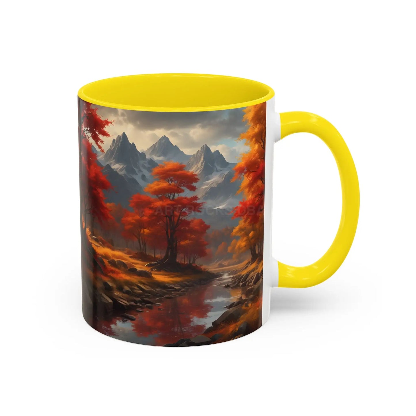 Autumn Mountain Landscape Coffee Mug — Scenic Fall River 11/15oz Accent Mug - Mug