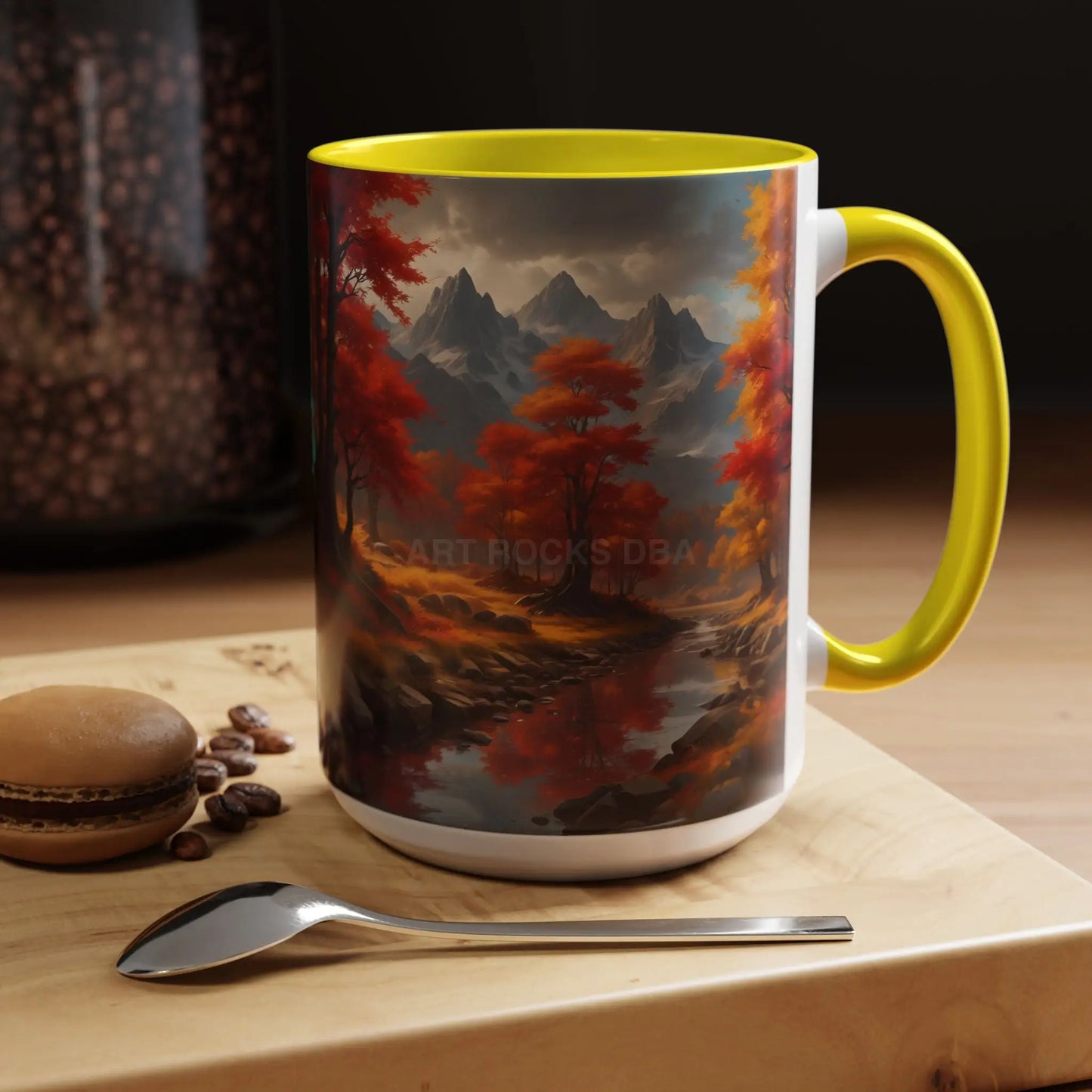 Autumn Mountain Landscape Coffee Mug — Scenic Fall River 11/15oz Accent Mug - Mug