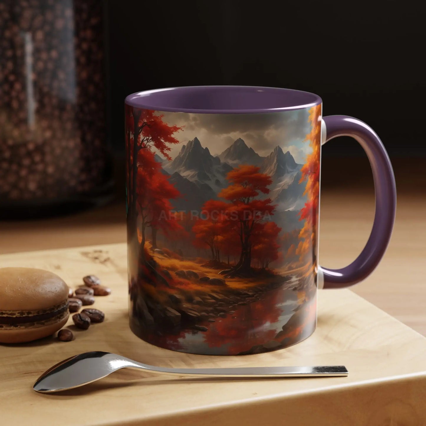 Autumn Mountain Landscape Coffee Mug — Scenic Fall River 11/15oz Accent Mug - Mug