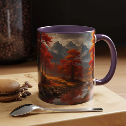 Autumn Mountain Landscape Coffee Mug — Scenic Fall River 11/15oz Accent Mug - Mug