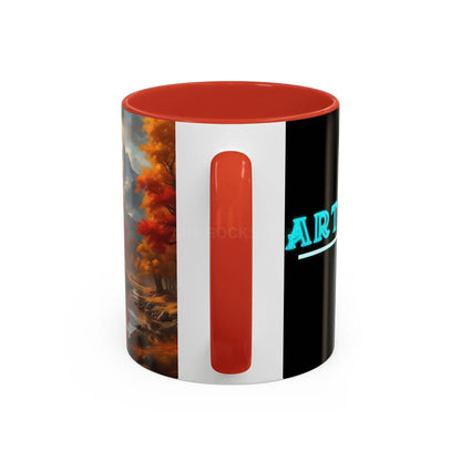 Autumn Mountain Landscape Coffee Mug — Scenic Fall River 11/15oz Accent Mug - Mug