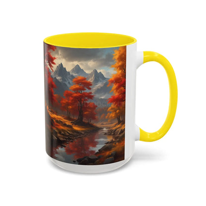 Autumn Mountain Landscape Coffee Mug — Scenic Fall River 11/15oz Accent Mug - Mug