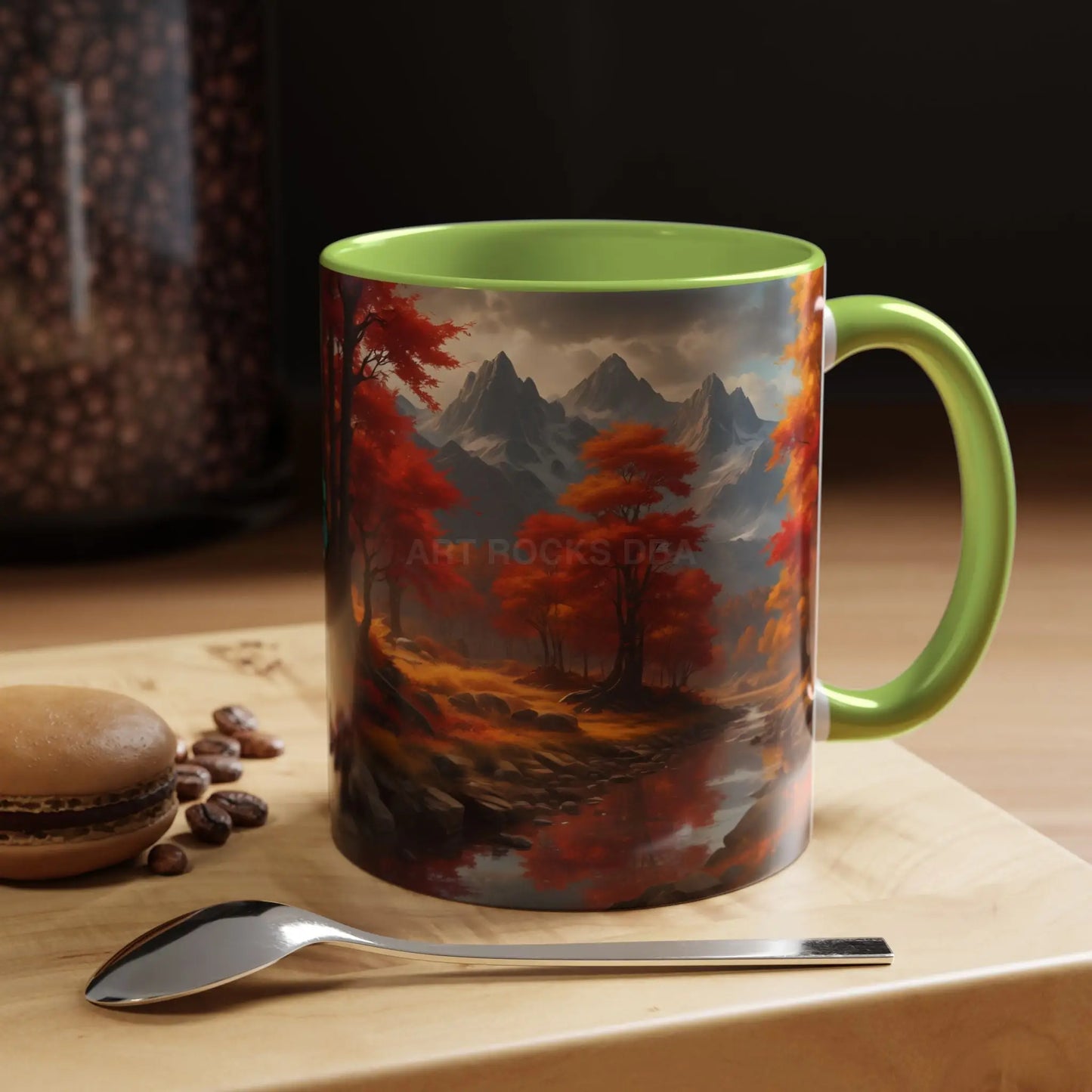 Autumn Mountain Landscape Coffee Mug — Scenic Fall River 11/15oz Accent Mug - Mug