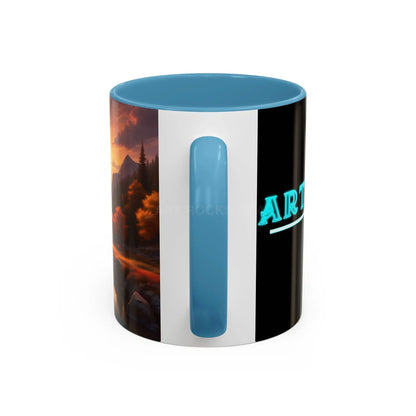 Autumn Mountain Landscape Coffee Mug – Sunset Mountain River Accent Mug (11/15 oz) - Mug