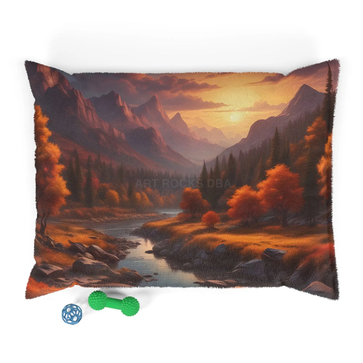 Autumn Mountain Landscape Pet Bed — Cozy Scenic Dog & Cat Pillow - 40’’ × 30’’ - Pets