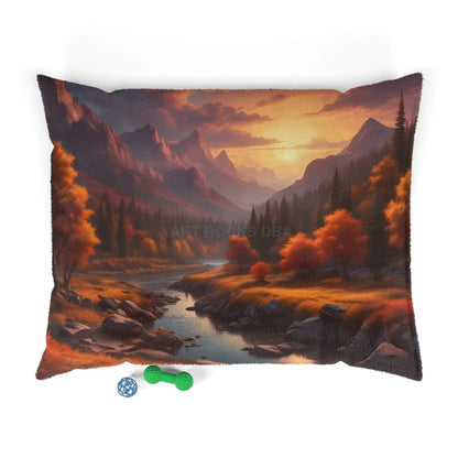 Autumn Mountain Landscape Pet Bed — Cozy Scenic Dog & Cat Pillow - 50’’ × 40’’ - Pets