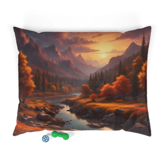 Autumn Mountain Landscape Pet Bed — Cozy Scenic Dog & Cat Pillow - 50’’ × 40’’ - Pets