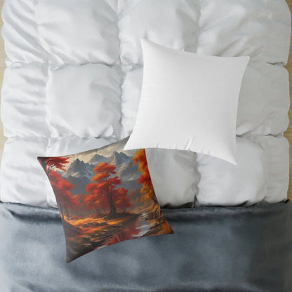 Autumn Mountain Landscape Square Pillow - Cozy Home Decor Fall Cushion Nature Inspired Pillow Thanksgiving Gift Living