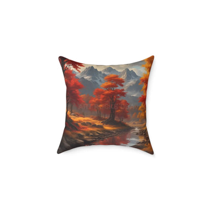 Autumn Mountain Landscape Square Pillow - Cozy Home Decor Fall Cushion Nature Inspired Pillow Thanksgiving Gift Living