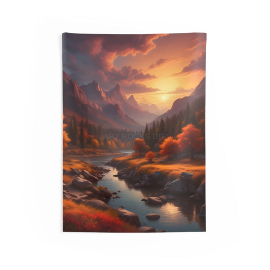 Autumn Mountain Landscape Tapestry | Nature Home Decor Wall Art Boho Bedroom Cozy Living Room Gift for Nature Lovers