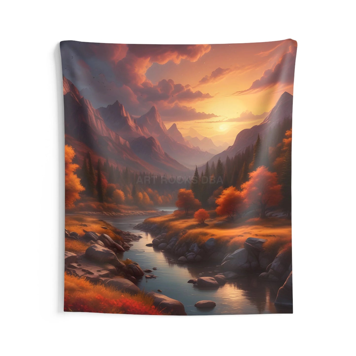 Autumn Mountain Landscape Tapestry | Nature Home Decor Wall Art Boho Bedroom Cozy Living Room Gift for Nature Lovers