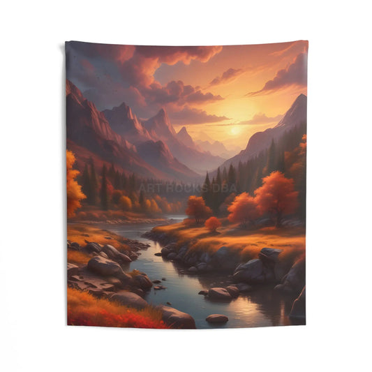 Autumn Mountain Landscape Tapestry | Nature Home Decor Wall Art Boho Bedroom Cozy Living Room Gift for Nature Lovers