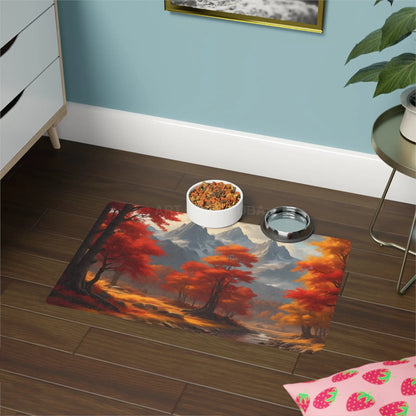 Autumn Mountain Pet Food Mat — Scenic Fall Landscape Dog Cat Placemat (12x18) - 12’’ × 18’’ / Rectangle - Pets