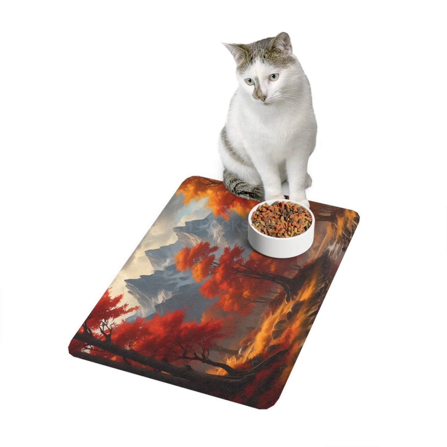 Autumn Mountain Pet Food Mat — Scenic Fall Landscape Dog Cat Placemat (12x18) - 12’’ × 18’’ / Rectangle - Pets