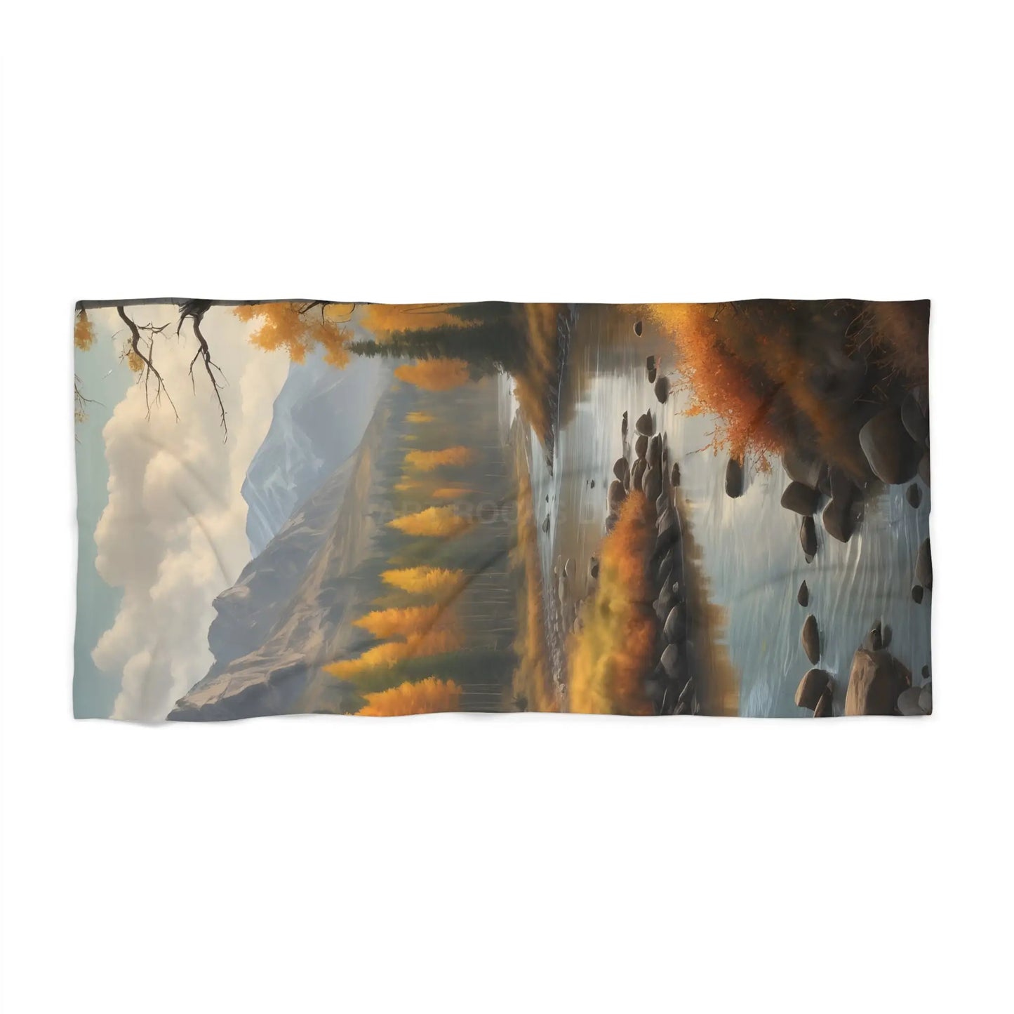 Autumn Mountain River Beach Towel - 36’’ × 72’’ - Home Decor