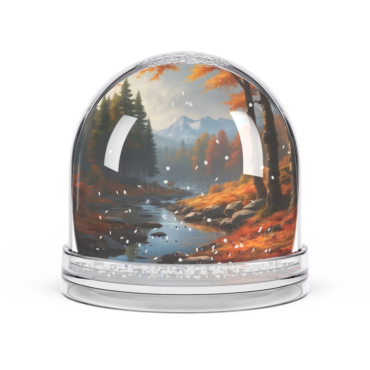 Autumn Mountain Snow Globe — Scenic Forest River Keepsake - 3.5’’ × 3.4’’ - Home Decor