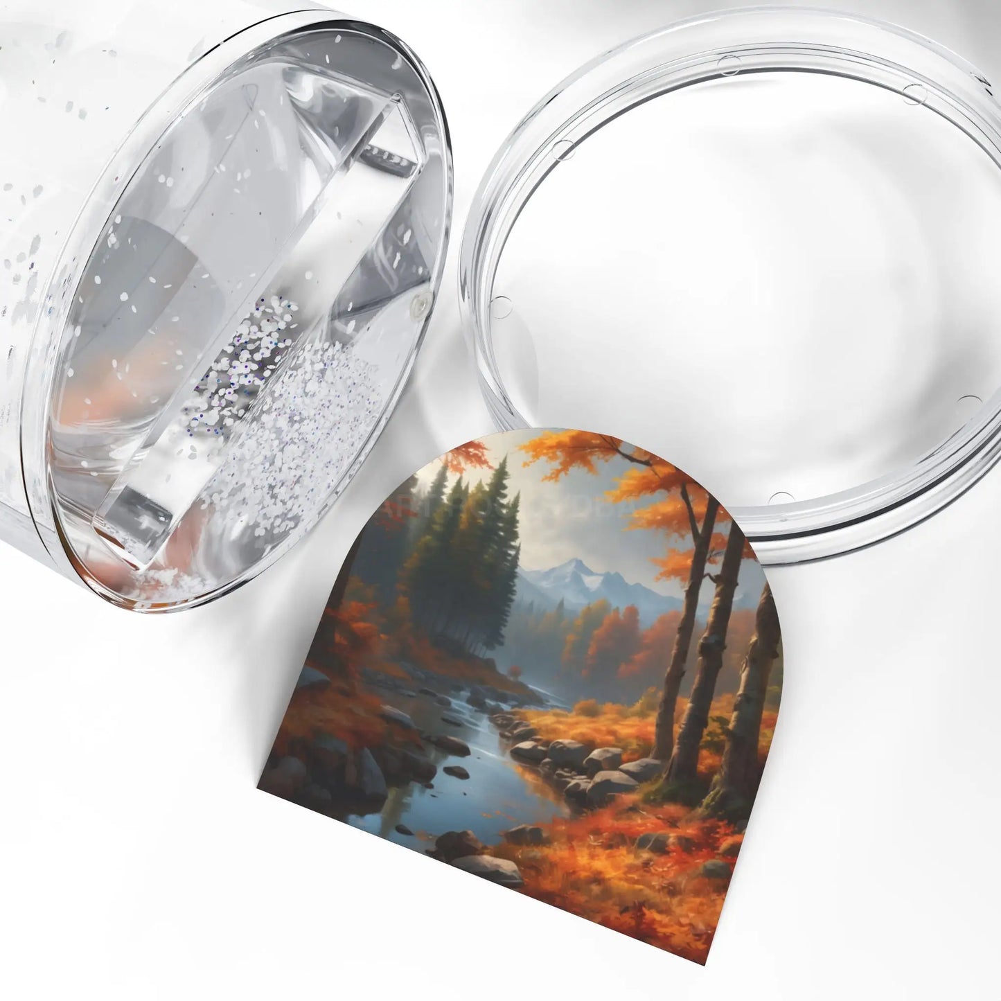 Autumn Mountain Snow Globe — Scenic Forest River Keepsake - 3.5’’ × 3.4’’ - Home Decor