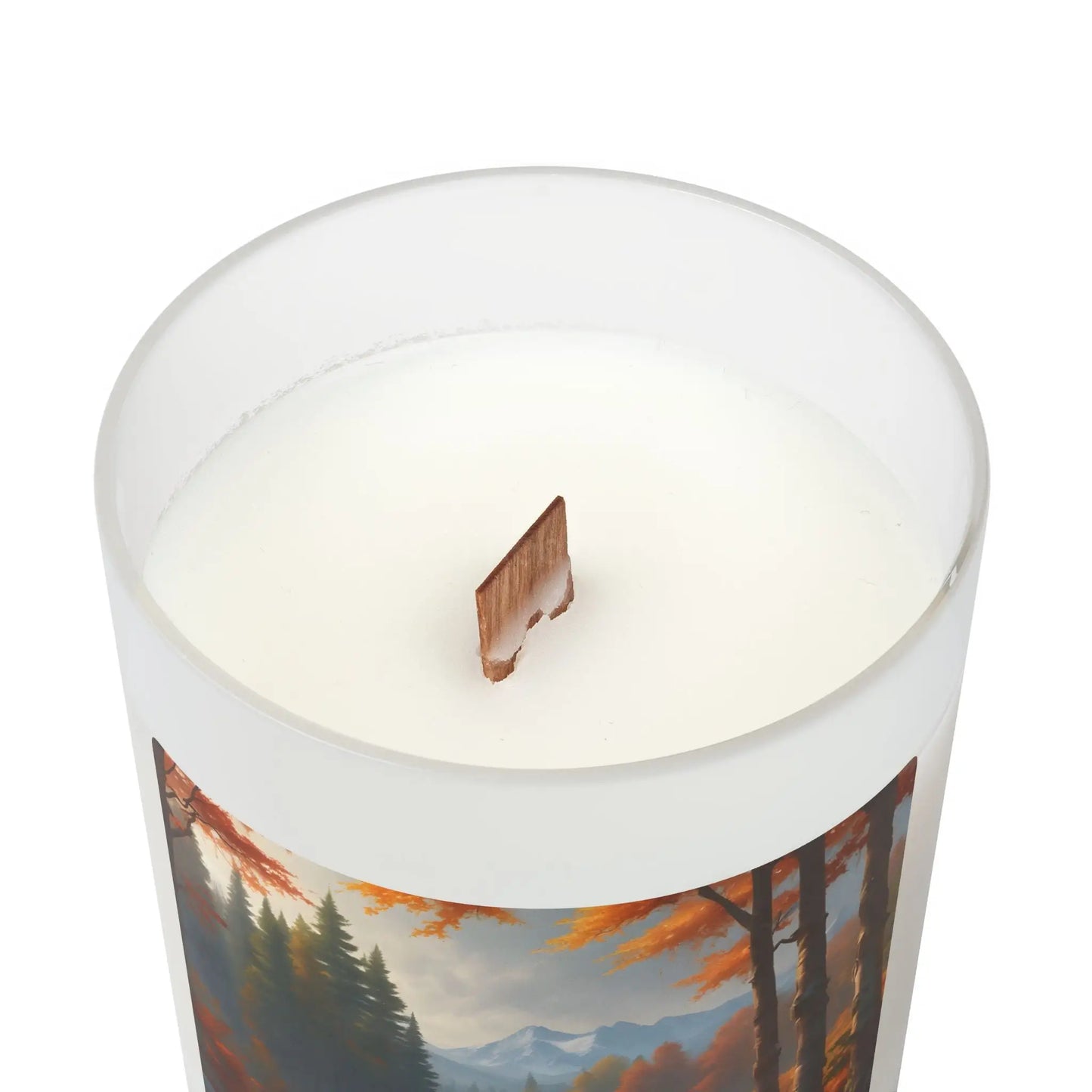 Autumn Mountain Stream Frosted Glass Candle — 11oz Woodland Scentscape - Home Decor
