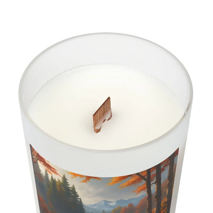 Autumn Mountain Stream Frosted Glass Candle — 11oz Woodland Scentscape - Home Decor