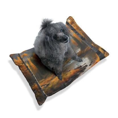 Autumn Mountain Stream Pet Bed — Cozy Scenic Dog & Cat Cushion - Pets