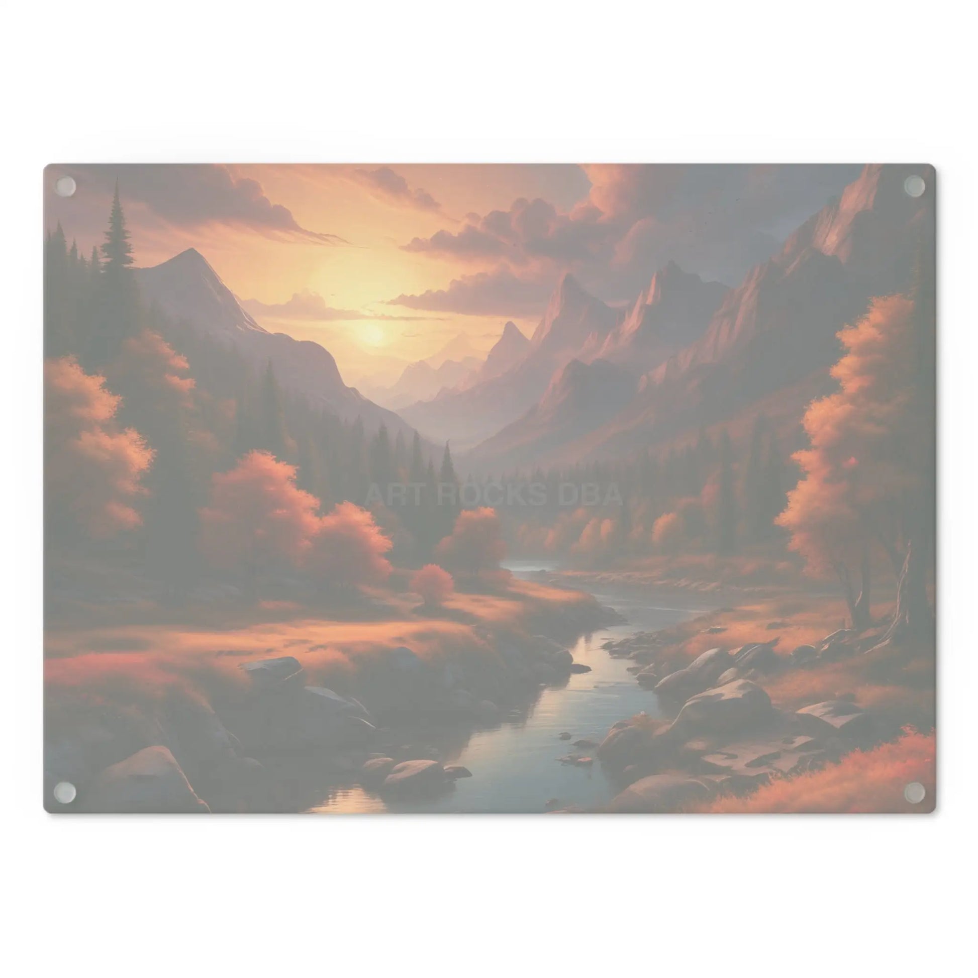 Autumn Mountain Valley Cutting Board — Scenic Sunset Landscape Charcuterie Board - Home Decor