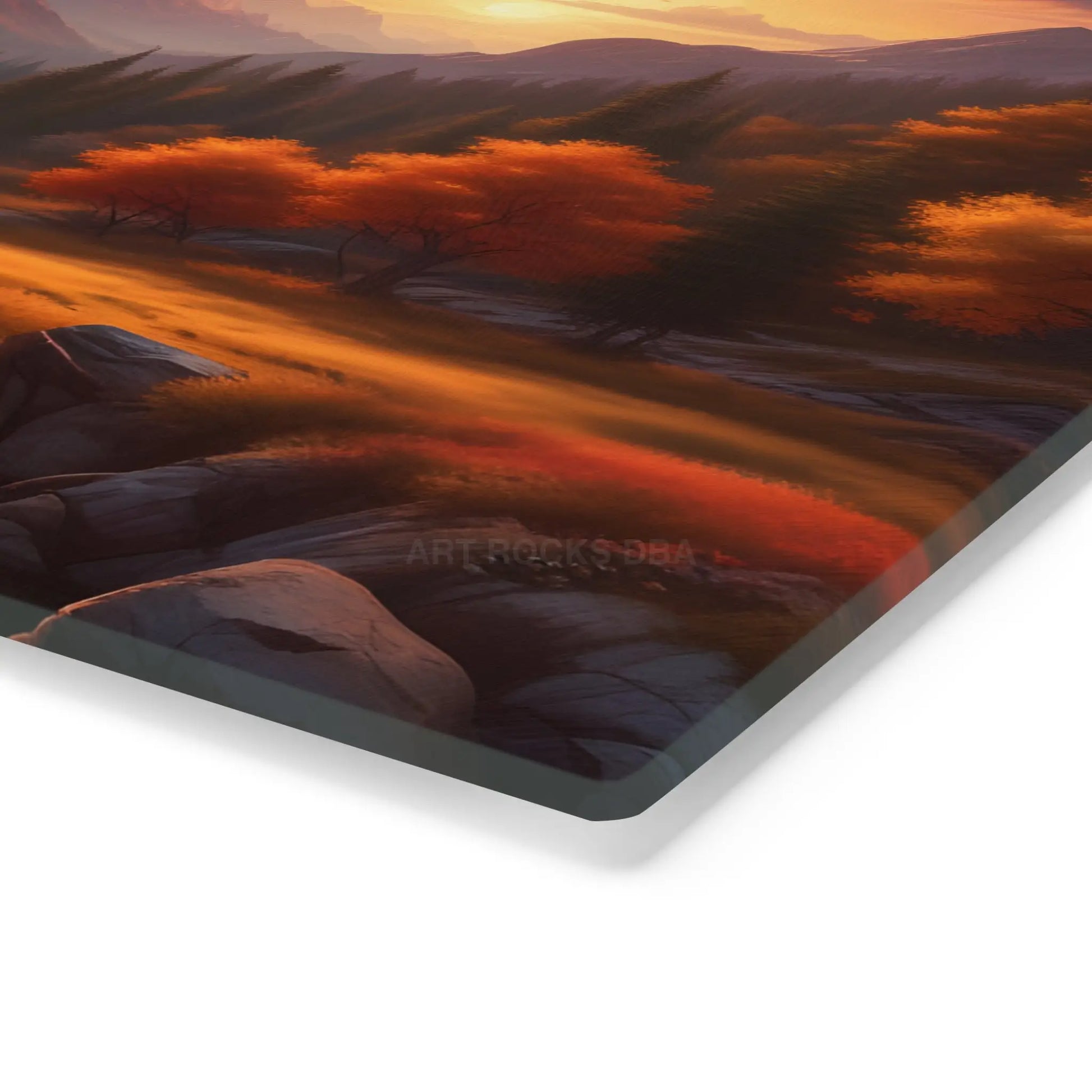 Autumn Mountain Valley Cutting Board — Scenic Sunset Landscape Charcuterie Board - Home Decor