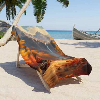 Autumn Mountain Waterfall Beach Towel - Home Decor