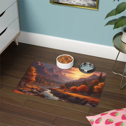 Autumn Mountains at Sunset Scenic Pet Food Mat (12x18) - 12’’ × 18’’ / Rectangle - Pets