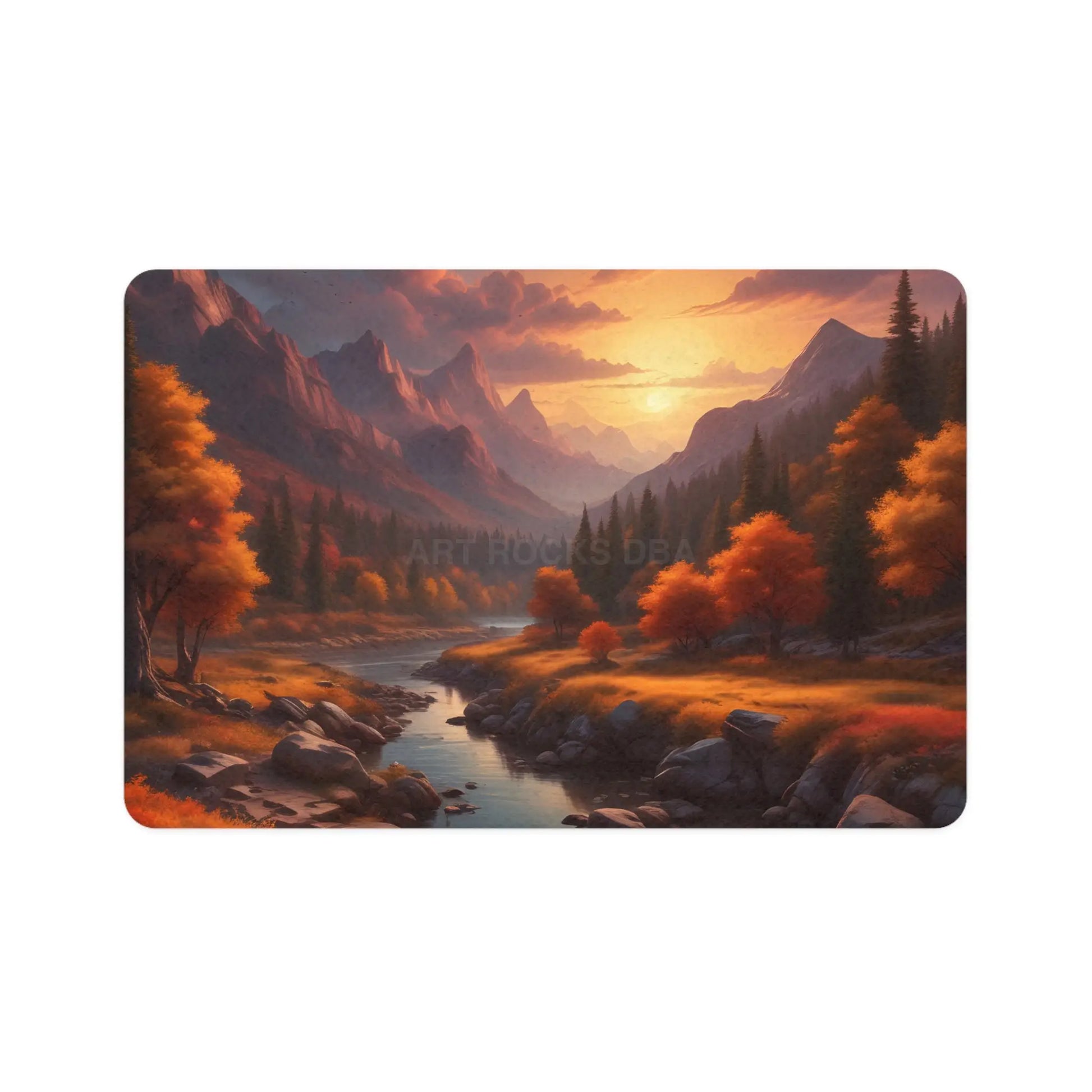 Autumn Mountains at Sunset Scenic Pet Food Mat (12x18) - 12’’ × 18’’ / Rectangle - Pets