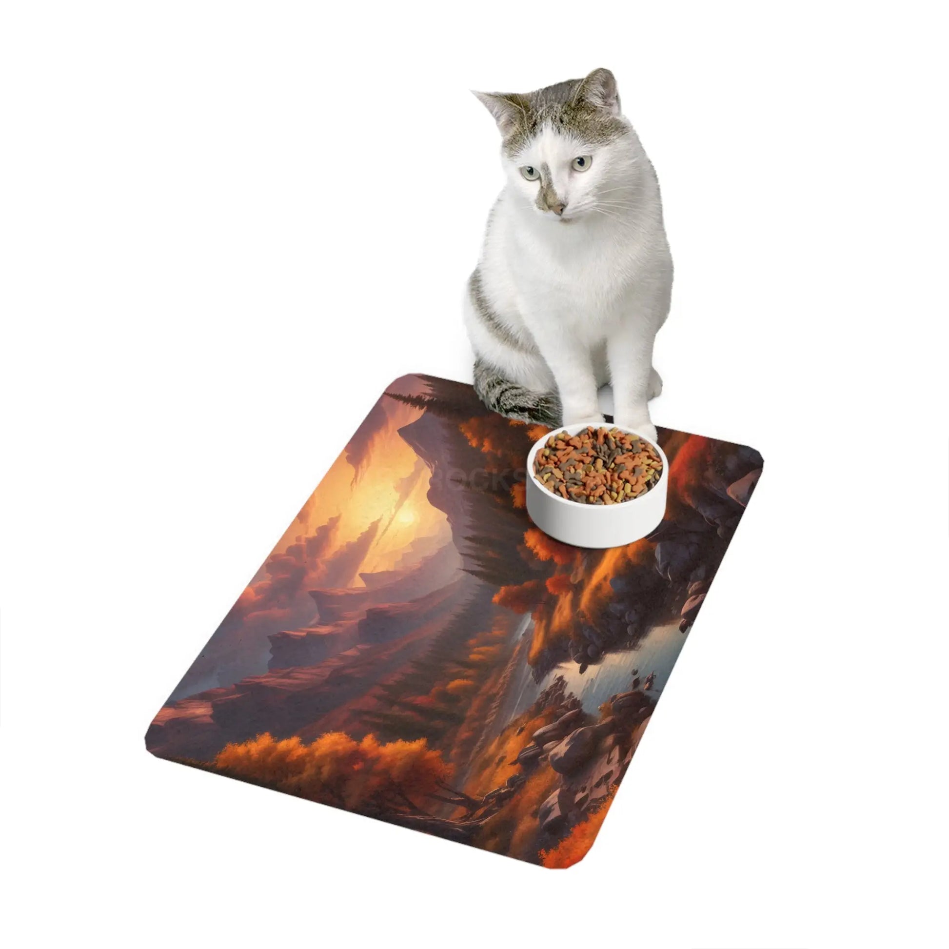Autumn Mountains at Sunset Scenic Pet Food Mat (12x18) - 12’’ × 18’’ / Rectangle - Pets
