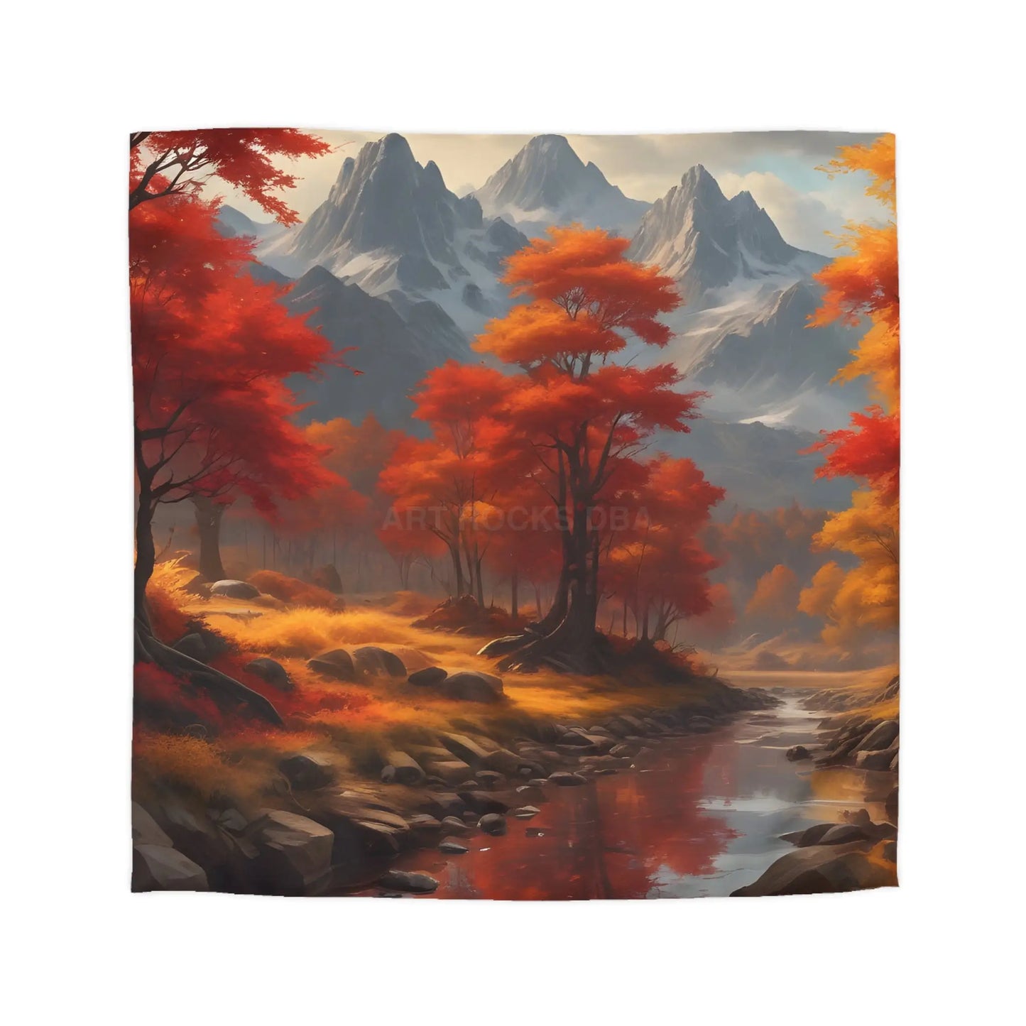 Autumn Mountains Landscape Microfiber Duvet Cover Cozy Bedroom Decor Fall Bedding Nature-themed Home Textile Gift