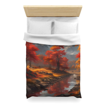 Autumn Mountains Landscape Microfiber Duvet Cover Cozy Bedroom Decor Fall Bedding Nature-themed Home Textile Gift